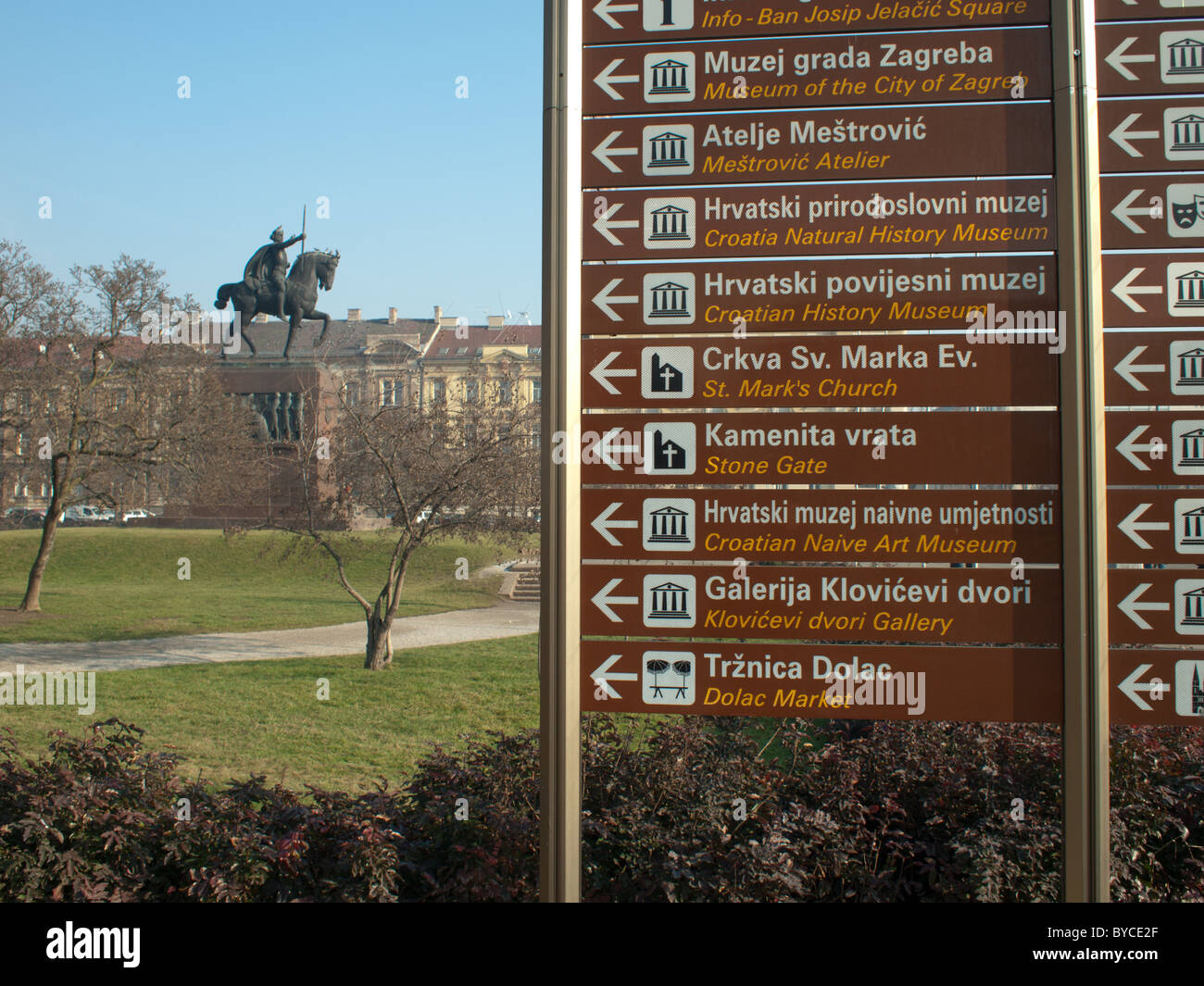 Re Tomislav statua di re Tomislav square, Zagabria, Croazia Foto Stock