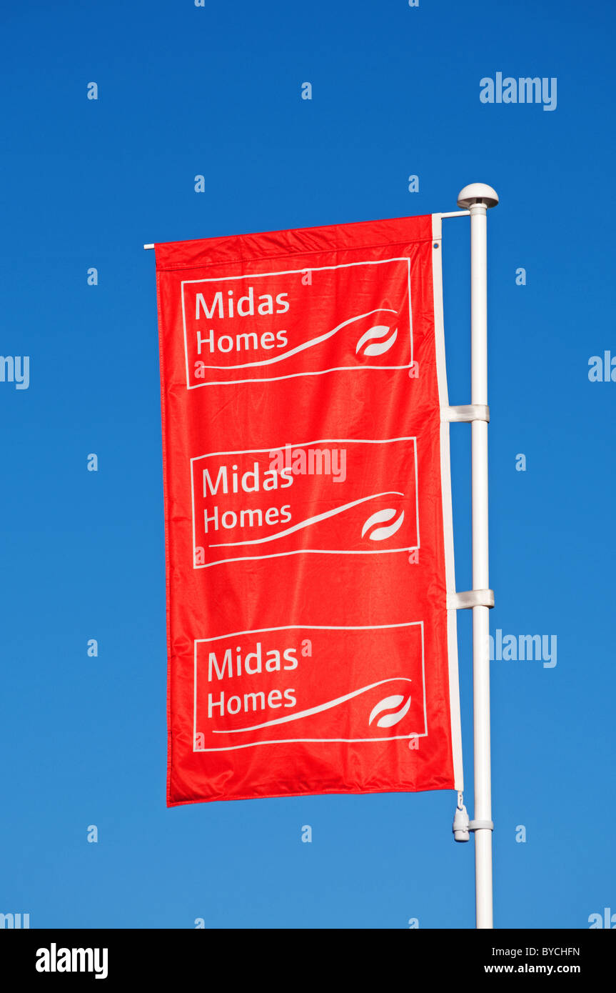' Case Midas ' bandiera, Midas homes sono a sud ovest dell'Inghilterra home azienda edile Foto Stock