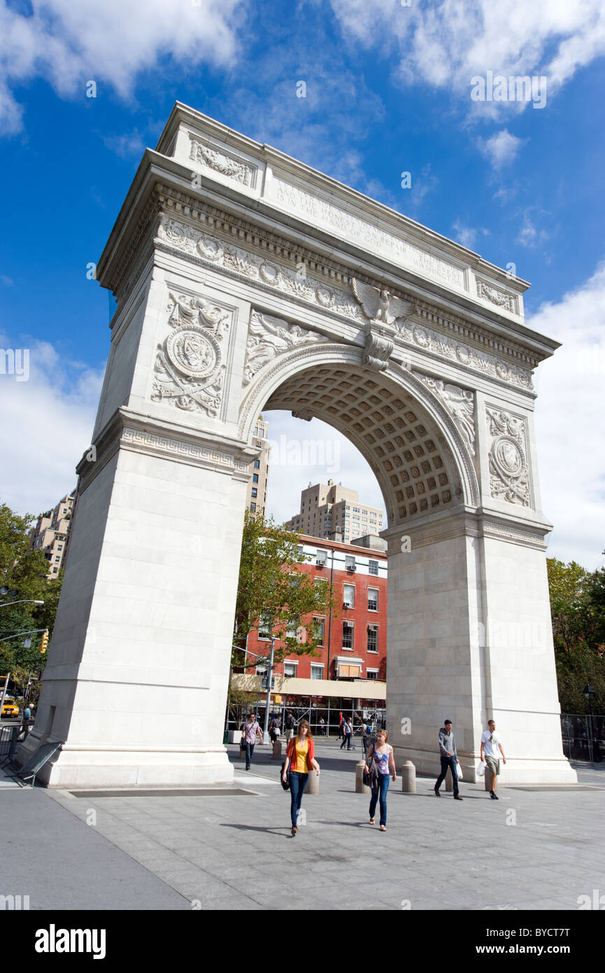 Arco di Washington a Washington Square Park di New York City, Stati Uniti d'America Foto Stock