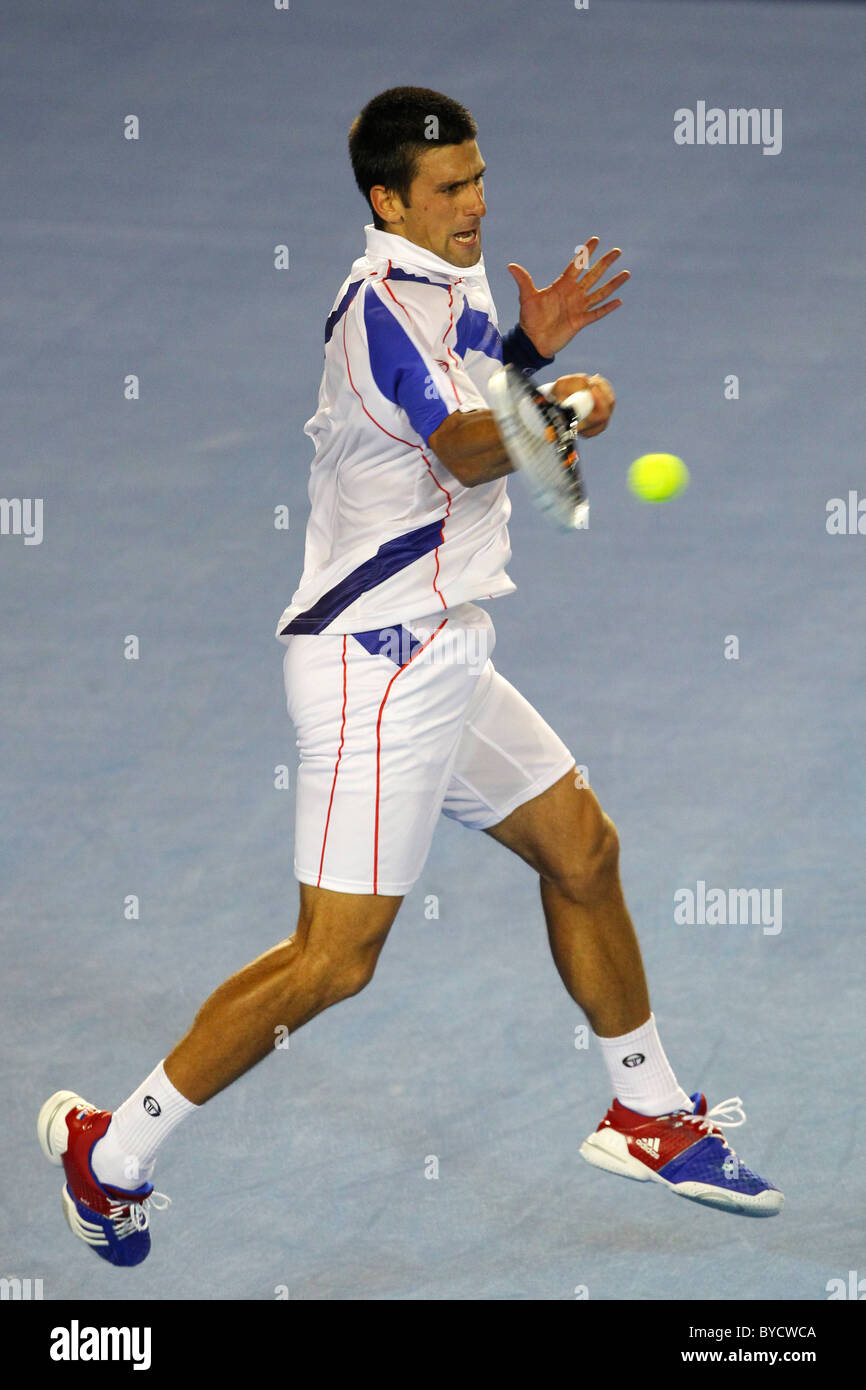 Australian Open di Tennis 2011. Melbourne. Giovedì 27.1.2011. Novak Djokovic (Ser) Foto Stock