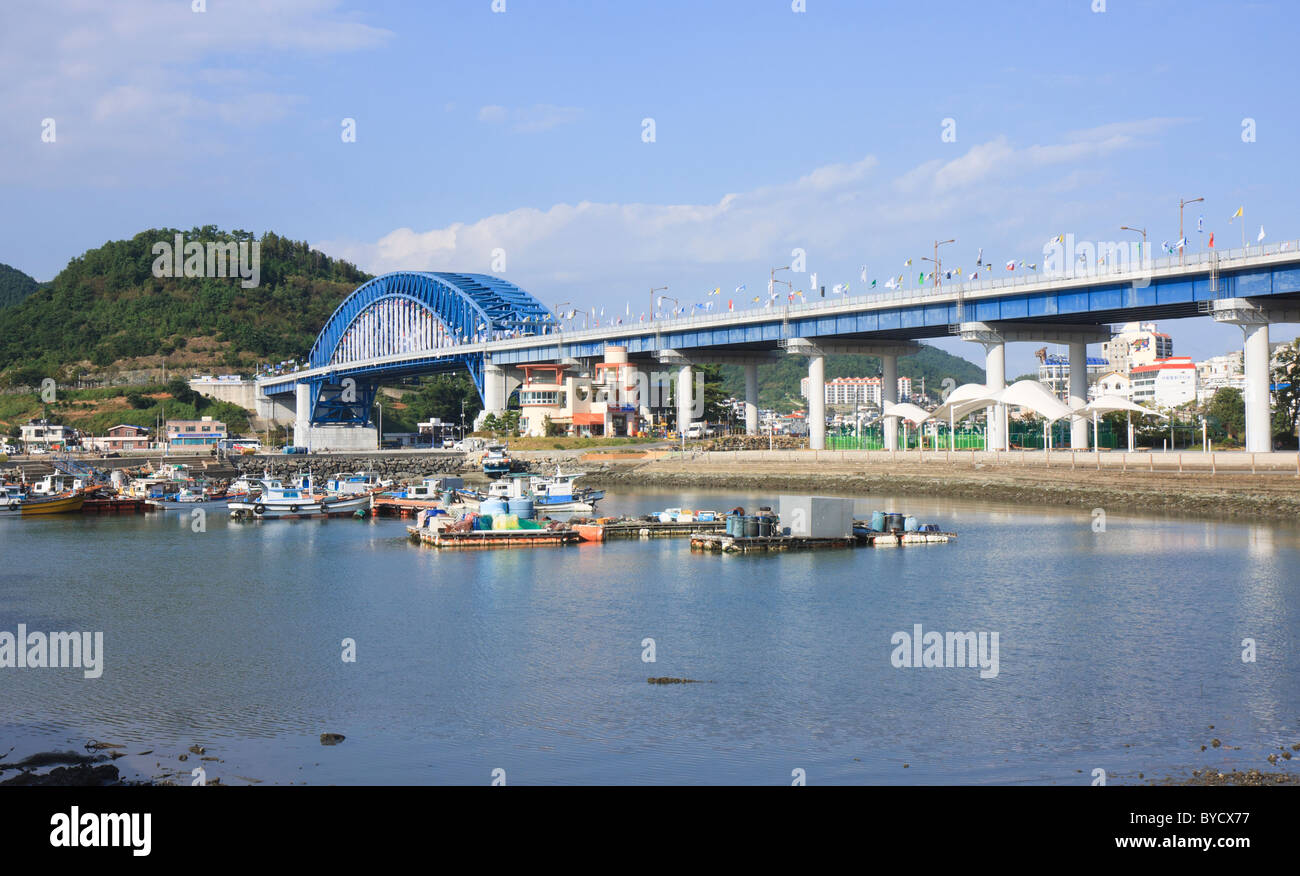 Tongyeong Grand Bridge Corea del Sud Foto Stock