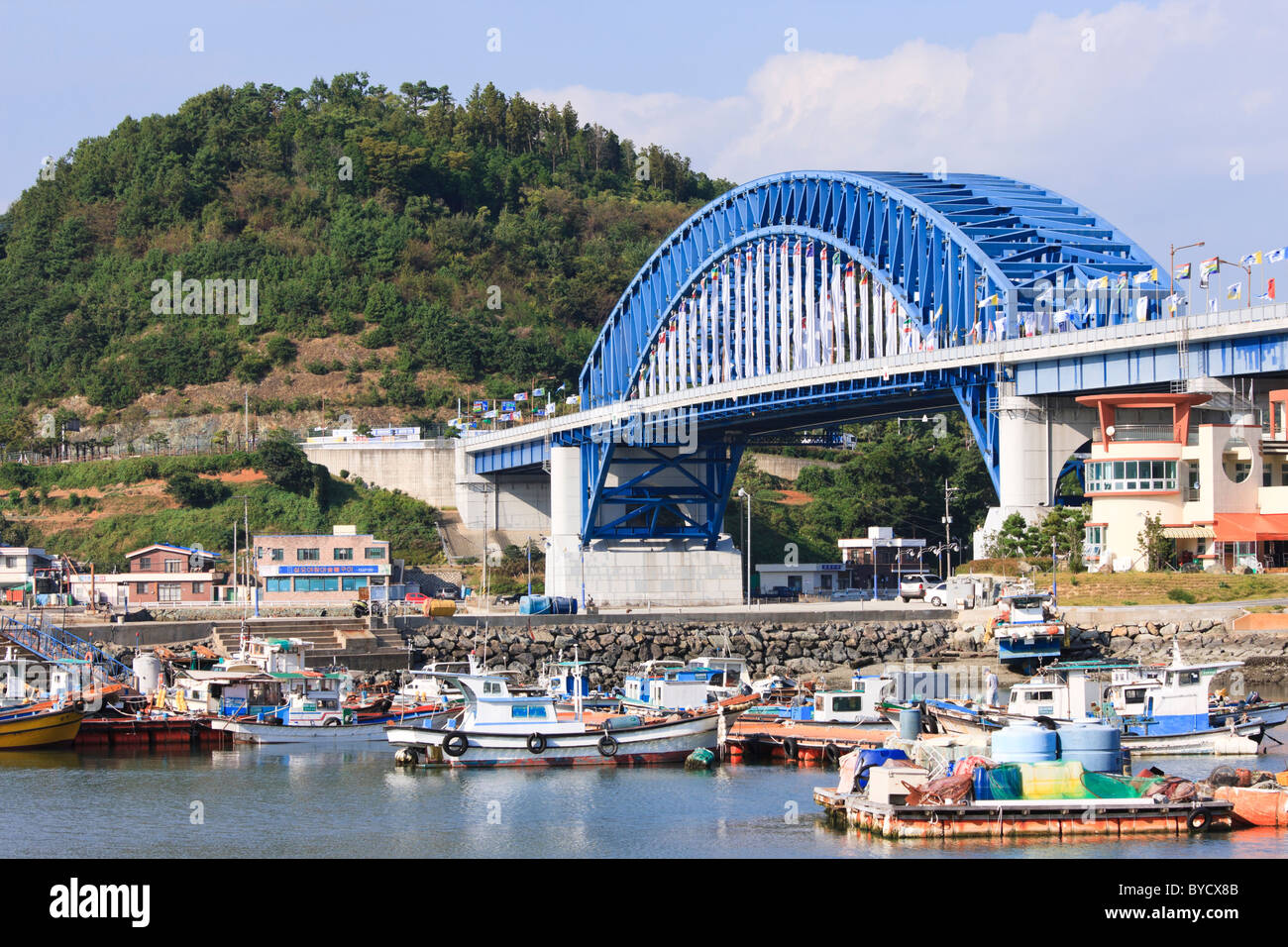 Tongyeong Grand Bridge (primo piano), Corea del Sud Foto Stock