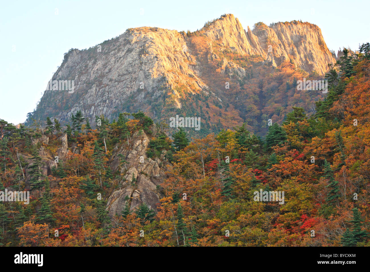 Autunno tramonto, Seoraksan National Park, Corea del Sud Foto Stock