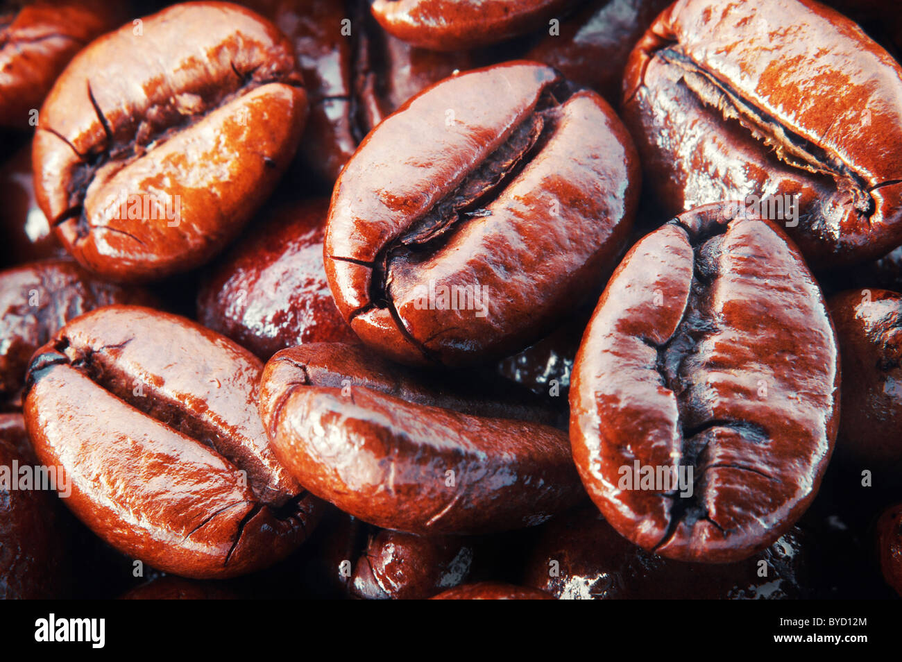 I chicchi di caffè , super macro Foto Stock