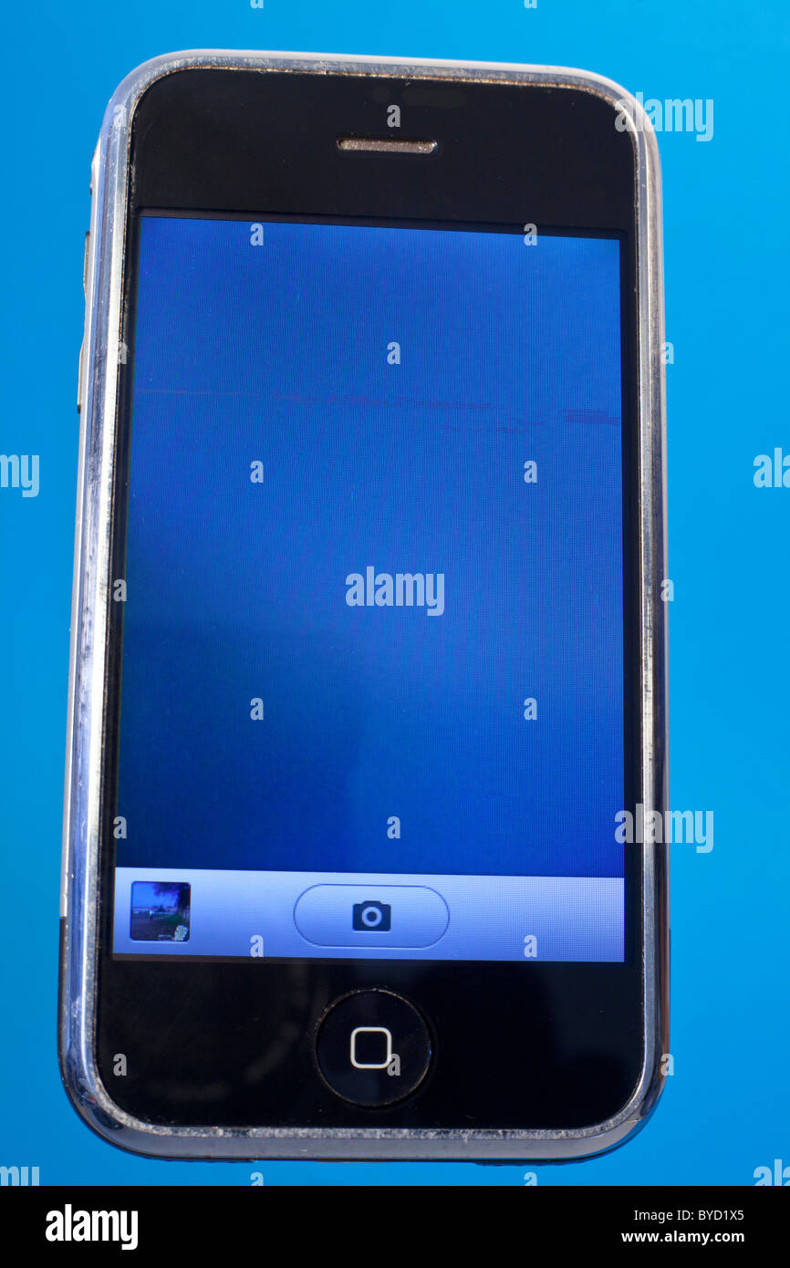Un iphone con un acqua schermo danneggiato Foto Stock