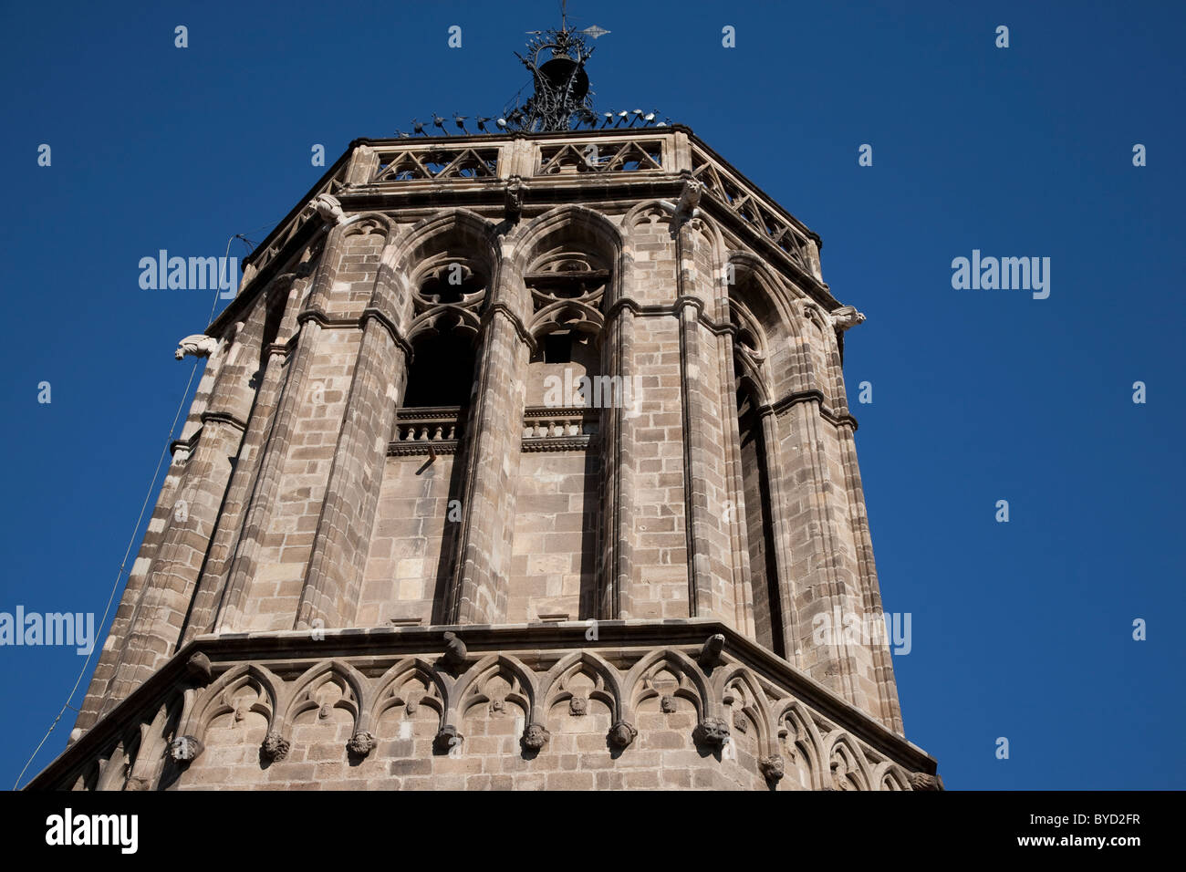 Torre della cattedrale di Barcellona in Catalogna, Spagna Foto Stock