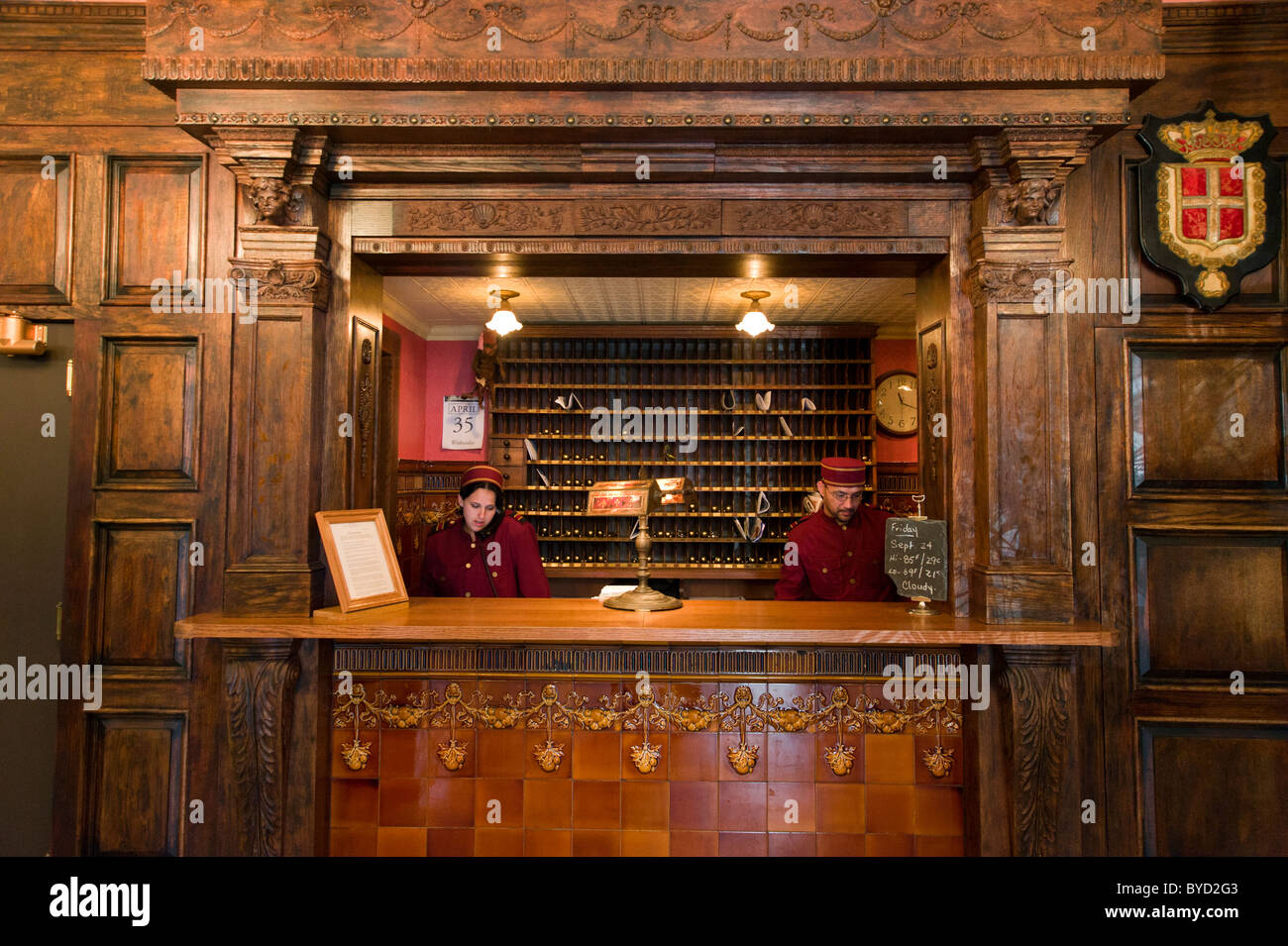 La reception dell'Hotel Jane nel Greenwich Village di New York City, Stati Uniti d'America Foto Stock