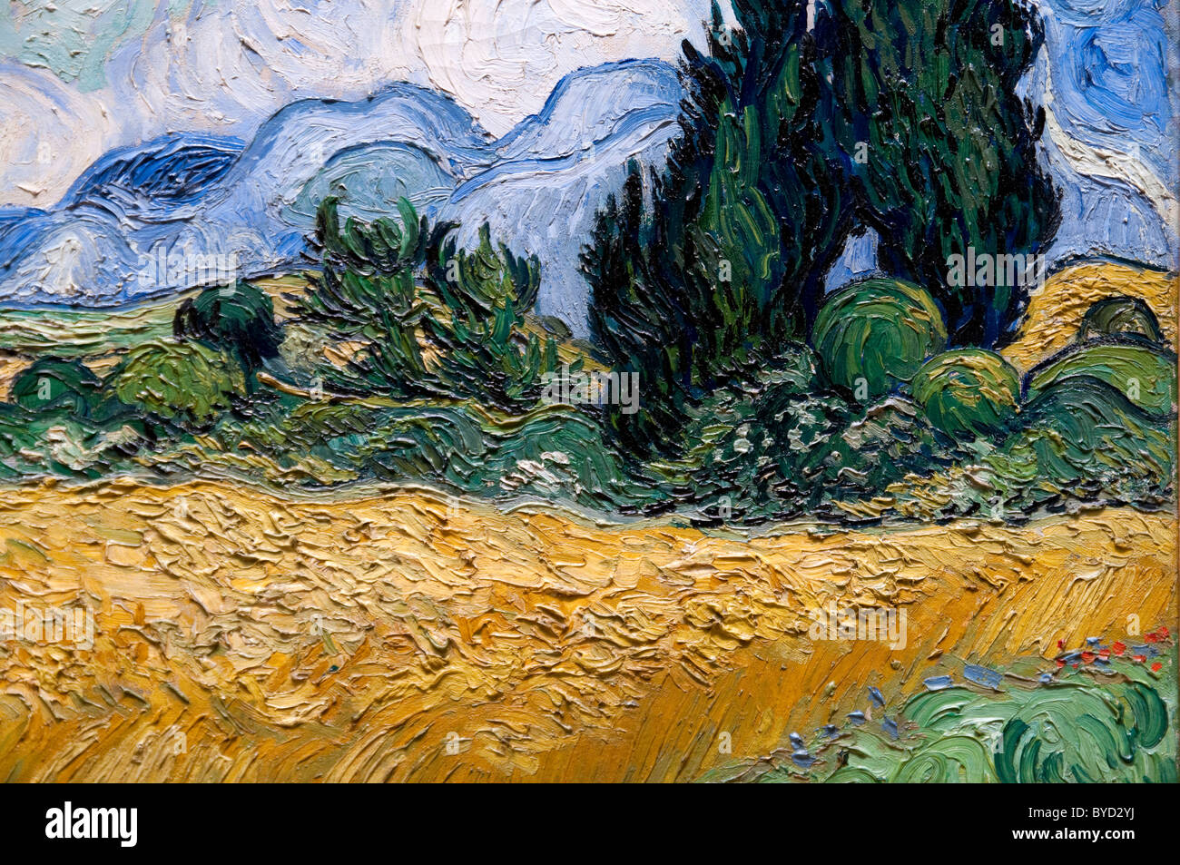 Dettaglio: Campo di grano con cipressi, 1889 da Vincent van Gogh, Foto Stock