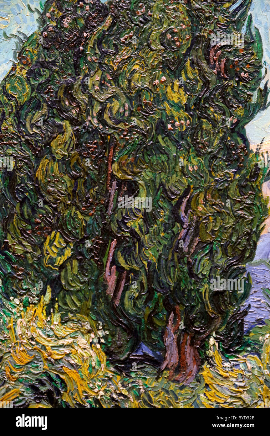 Dettaglio: Cipressi, 1889 da Vincent van Gogh, Foto Stock