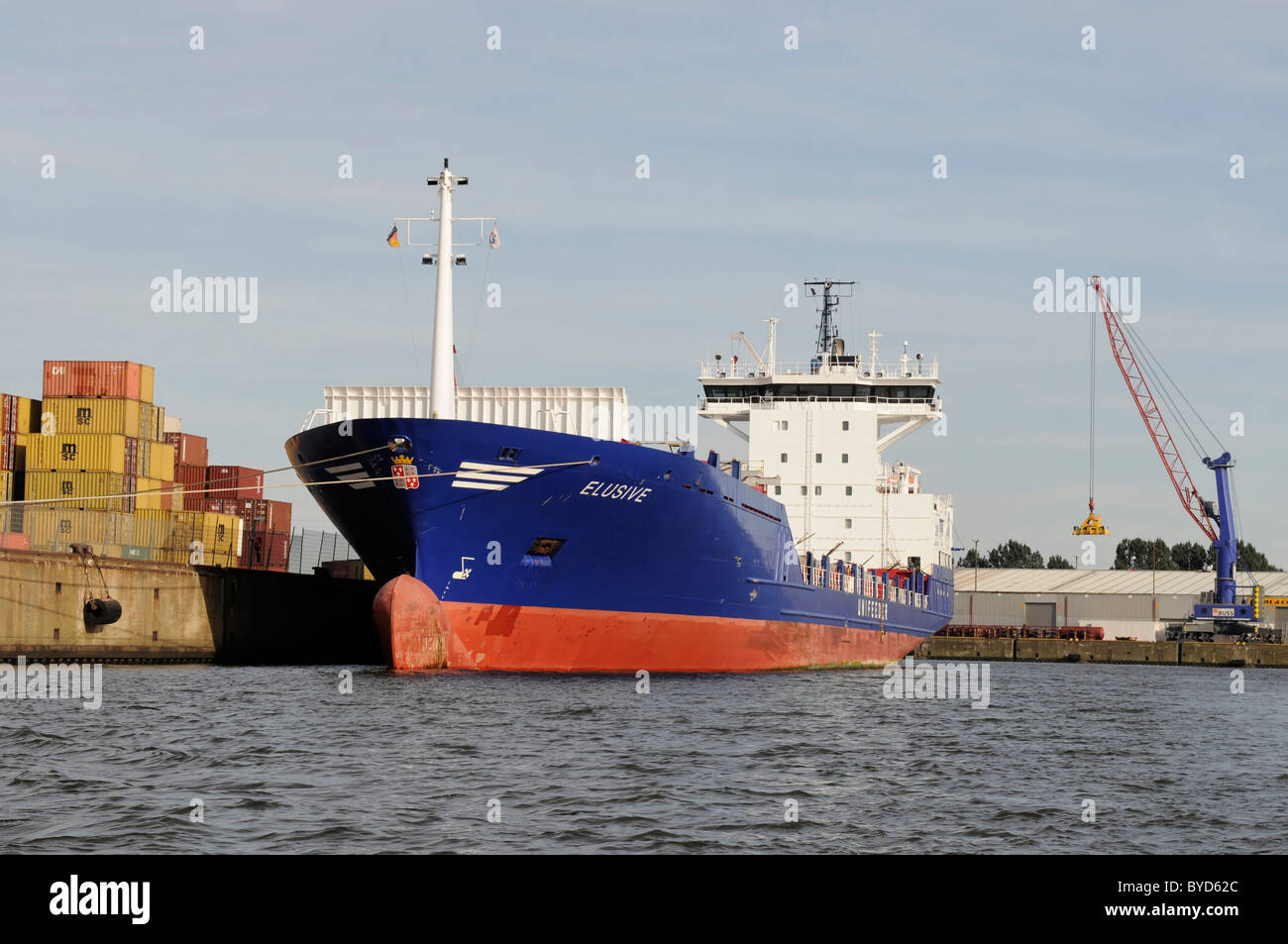 Sfuggente, contenitore di nave, alimentatore, nave dwt 8001 t, costruito nel 1995, Amburgo, Germania, Europa Foto Stock
