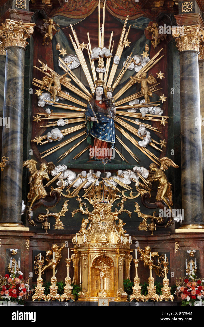 Altare maggiore, Wallfahrtskirche Mauer la chiesa del pellegrinaggio presso Melk, Wachau, Mostviertel regione, Austria Inferiore, Austria, Europa Foto Stock