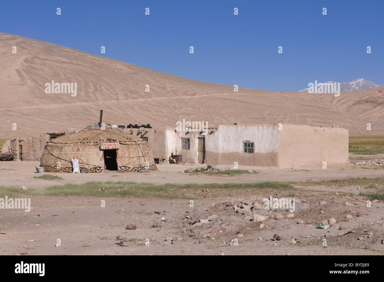 In yurta Bununkul nel Pamir Mountains, in Tagikistan, in Asia centrale Foto Stock