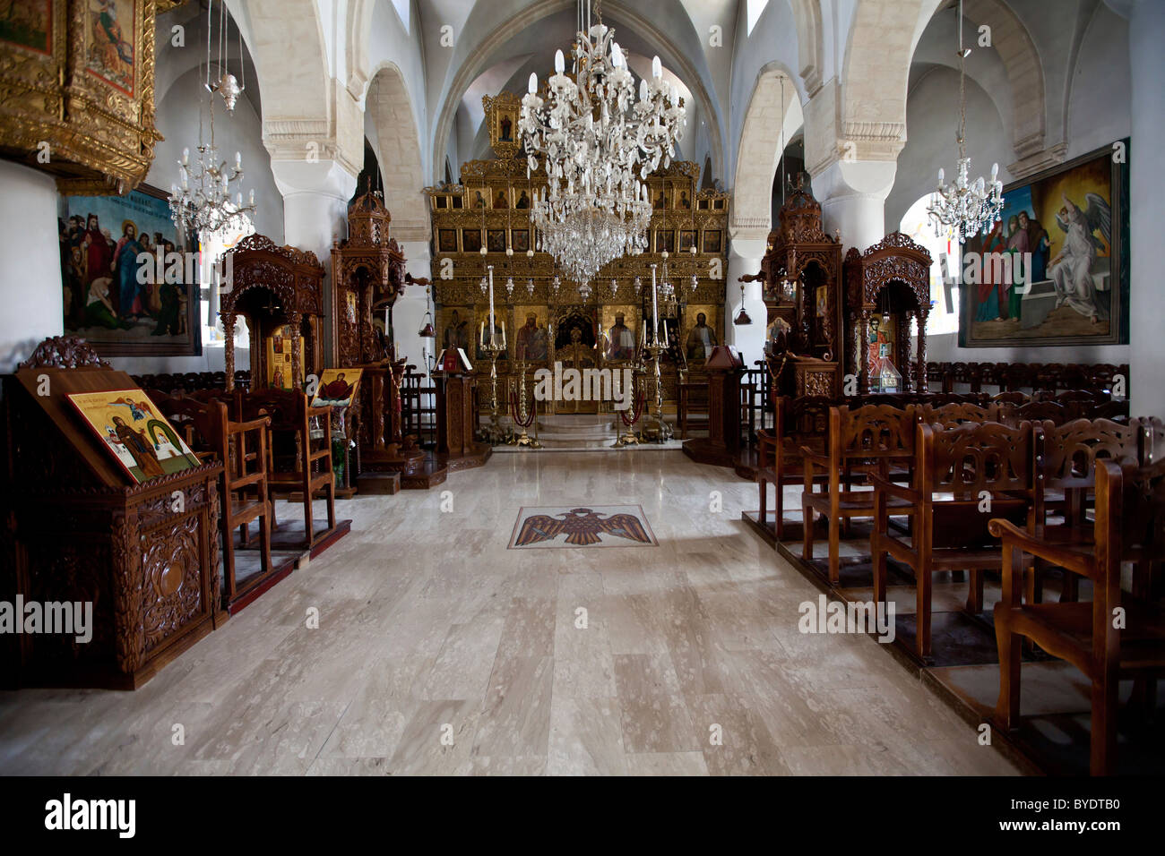 Monastero chiesa Timiou Stavro, Omodos, Monti Troodos, centrale di Cipro Foto Stock