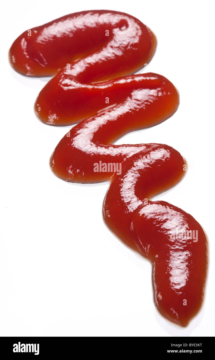 Porzione di ketchup isolato su uno sfondo bianco. Foto Stock