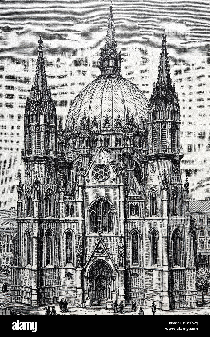La chiesa di Nostra Signora delle Vittorie, Rudolf-Fuenfhaus, Vienna, Austria, libro storico illustrazione del XIX secolo Foto Stock