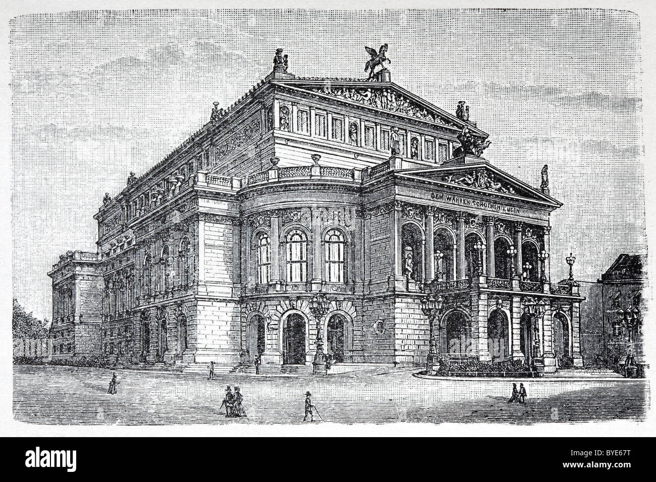 Alte Oper, opera Haus, Frankfurt am Main, Hesse, libro storico illustrazione del XIX secolo, incisione in acciaio Foto Stock