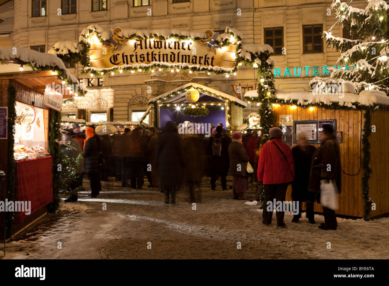 Altwiener Christkindlmarkt Mercatino di Natale viennese, Freyung, Vienna, Austria, Europa Foto Stock
