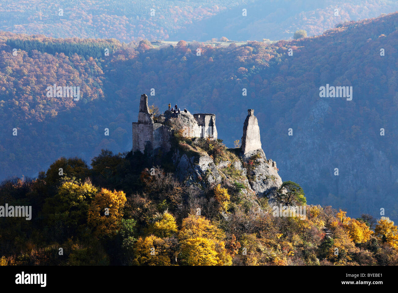 Duernstein rovine del castello, valle di Wachau, regione Waldviertel, Bassa Austria e Europa Foto Stock