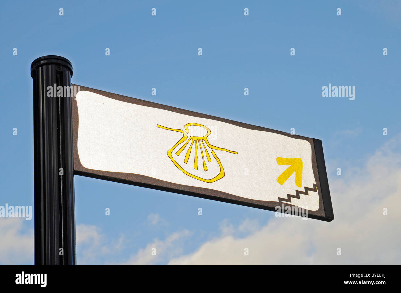 Segno del pellegrino, capesante, segno sulla Via di San Giacomo, Logrono, La Rioja, Spagna, Europa Foto Stock