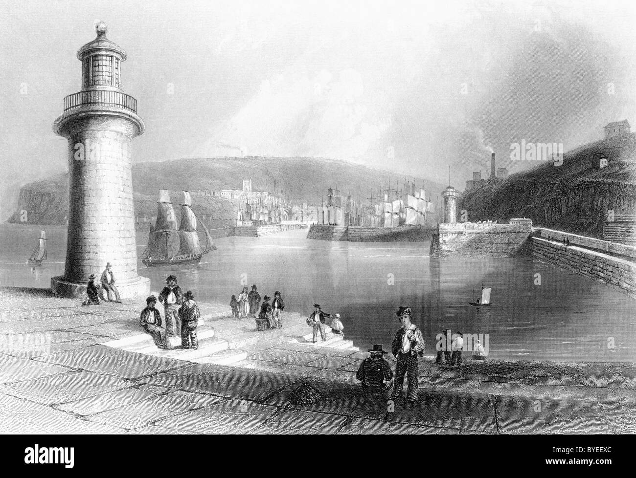Whitehaven Harbour, Cumbria Inghilterra nel XIX secolo. Foto Stock
