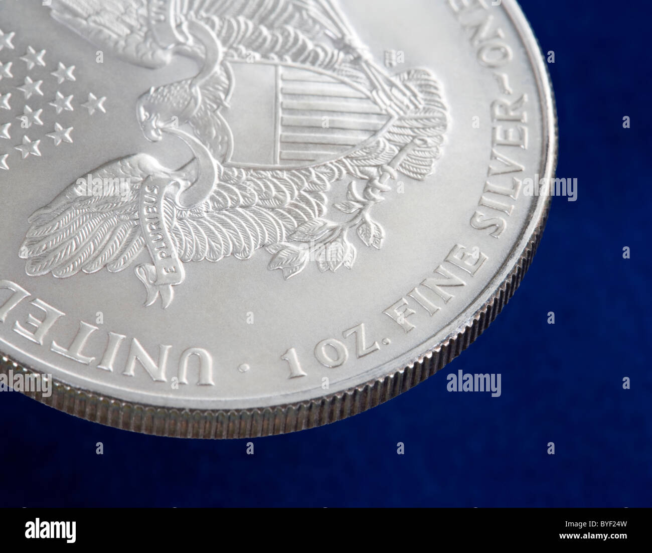 La complementare o la schiena di un'oncia di argento noi Eagle coin Foto Stock