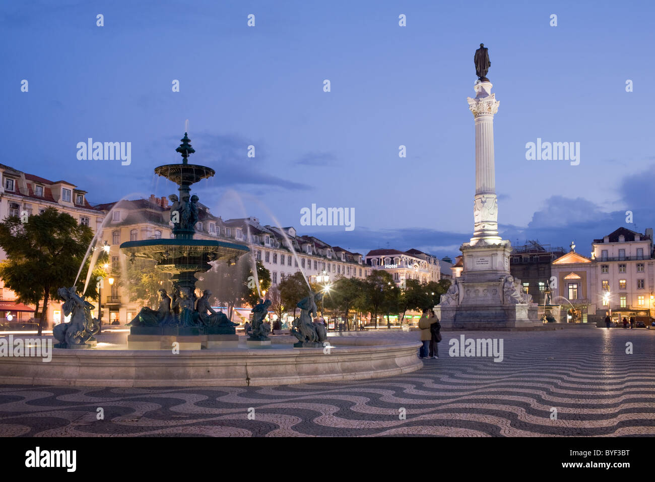 Piazza Rossio, Praça Dom Pedro IV, Baixa, Lisbona, Portogallo Foto Stock