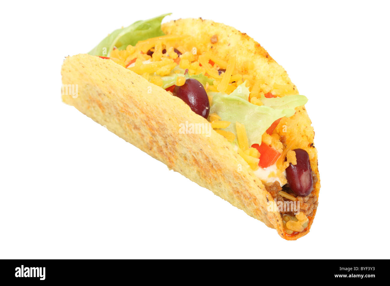 Mexican taco isolate su sfondo bianco Foto Stock