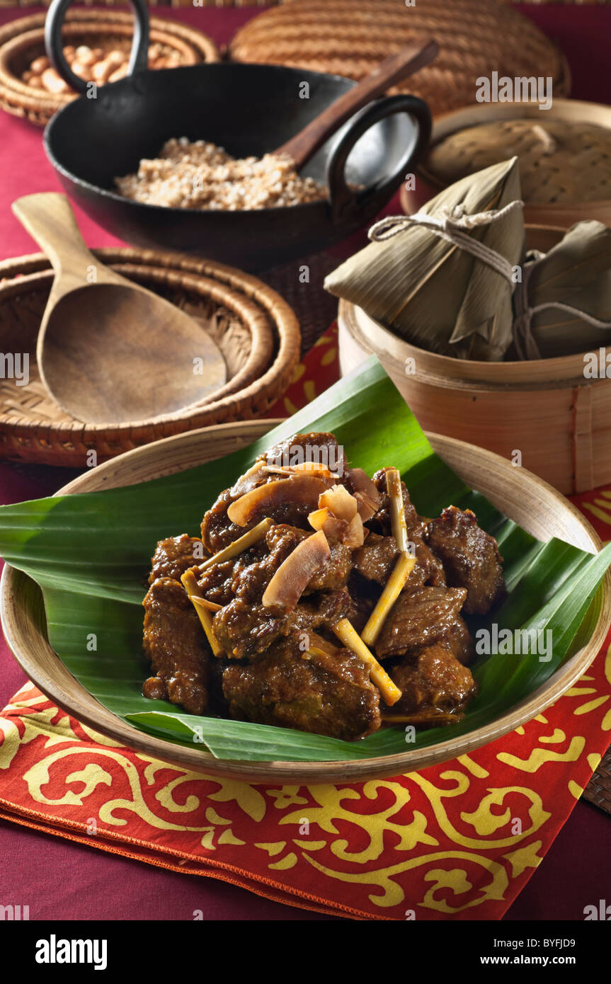 Daging Rendang Sud Est Asiatico manzo piccante piatto Foto Stock