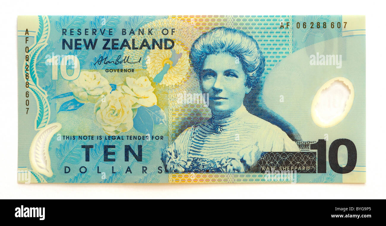 Nuova Zelanda 10 dieci dollari nota banca. Foto Stock