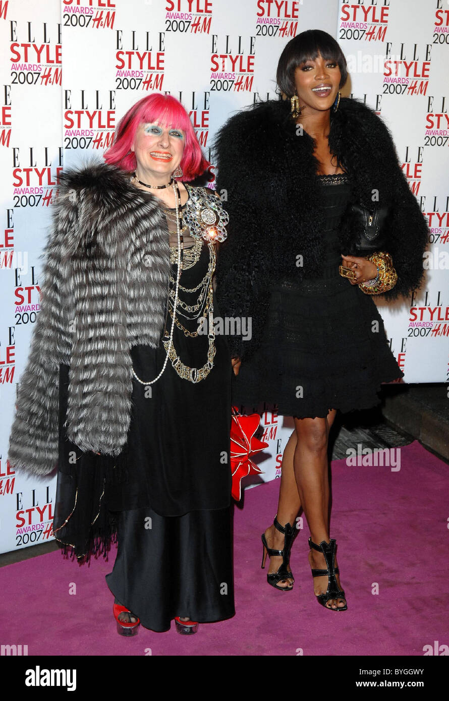 Zara di Rodi e di Naomi Campbell ELLE stile Awards - Gli arrivi il  Roundhouse di Londra - Inghilterra - 12.2.07 Foto stock - Alamy