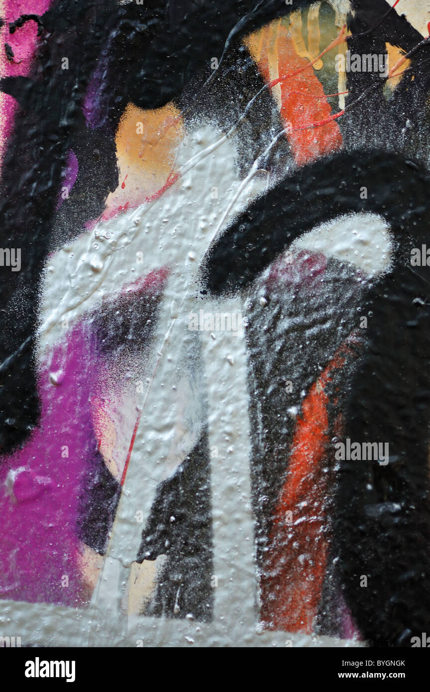 Abstract confuso graffiti texture di sfondo. Strada urbana art. Foto Stock