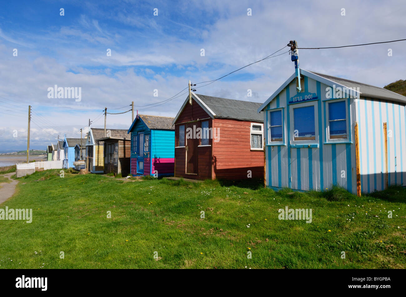 Spiaggia di capanne in Condino Sulla North Devon Coast, Inghilterra. Foto Stock