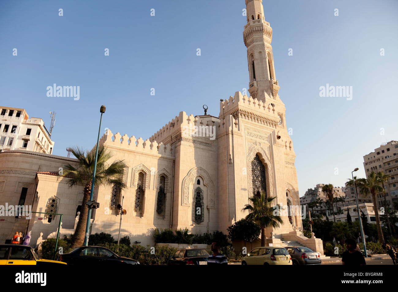 La famosa Moschea di Qaed Ibrahim in Alessandria, Egitto. Foto Stock