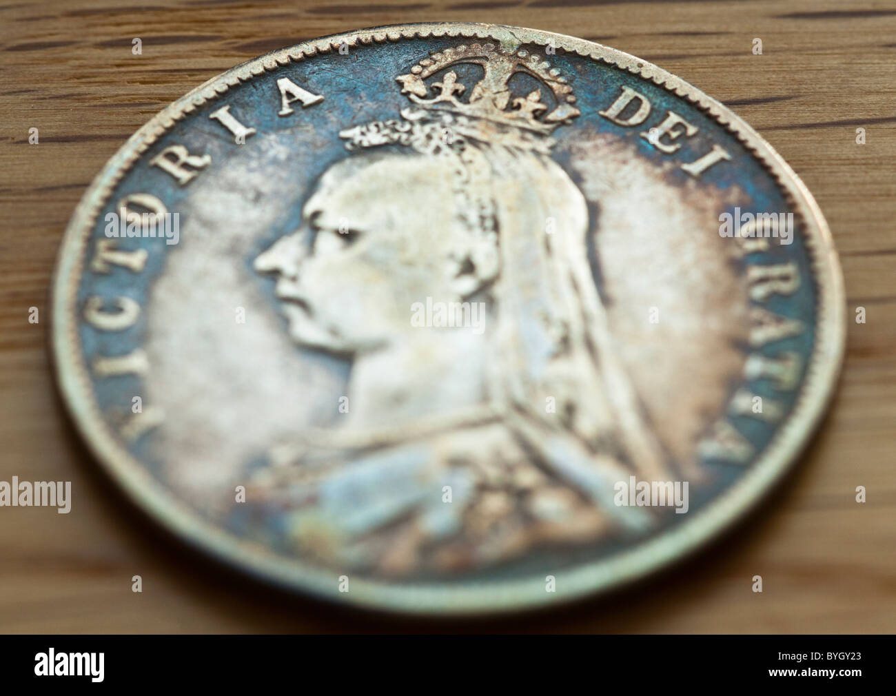 Victorian mezza corona moneta coniata nel 1892 Foto Stock