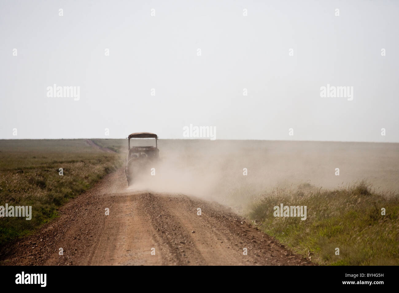 La strada attraverso il Serengeti Plain, Tanzania Africa Foto Stock