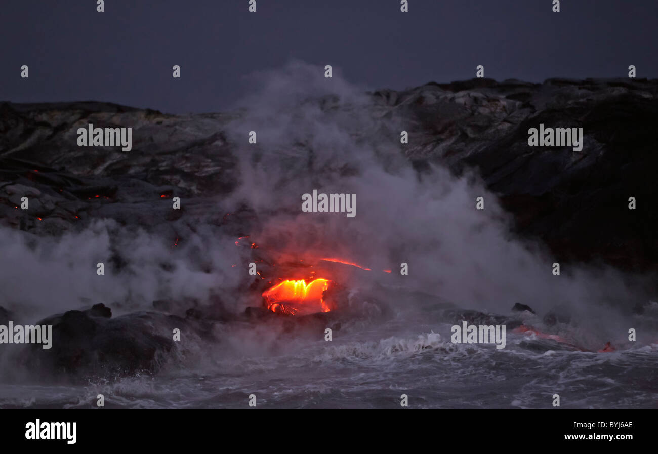 Il Kilauea flusso lavico, Big Island, Hawaii, Stati Uniti d'America. Foto Stock