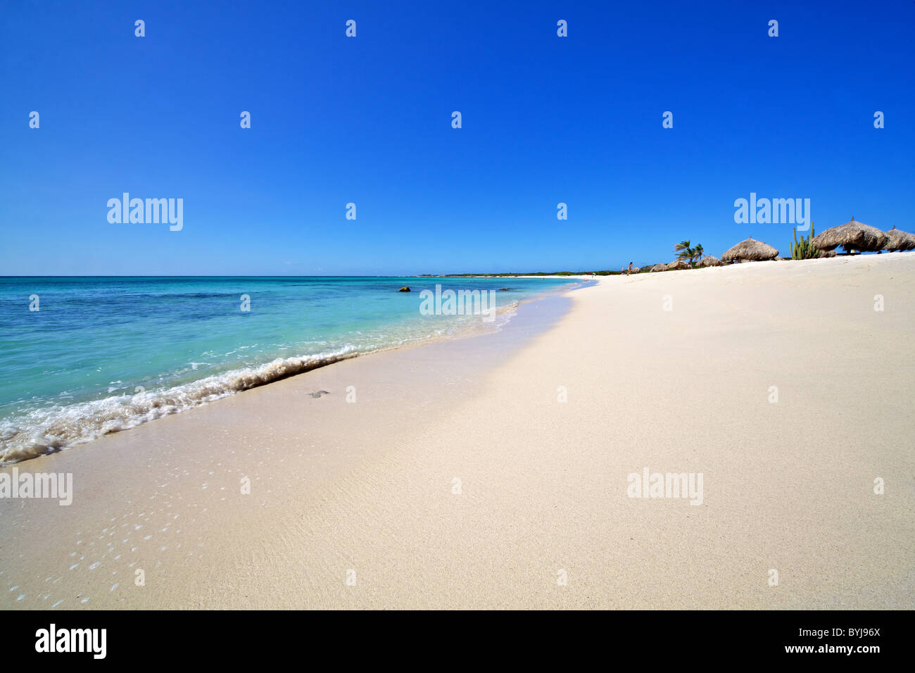 Spiaggia di sabbia bianca di Sunny Aruba Foto Stock