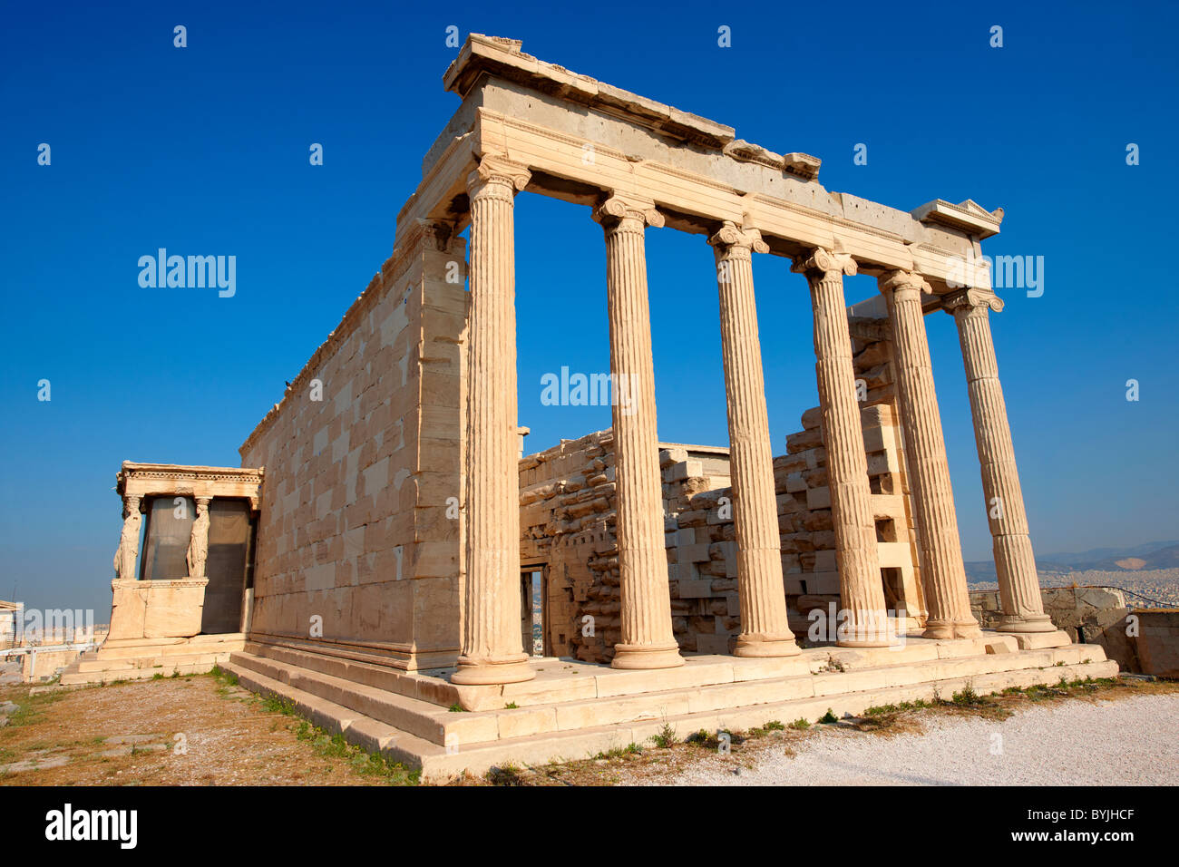 Il Tempio Erechtheum, l'Acropoli di Atene in Grecia. Foto Stock