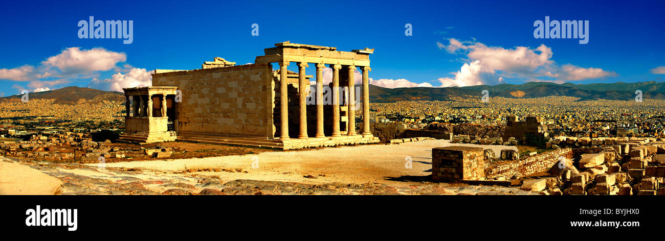 Il Tempio Erechtheum, l'Acropoli di Atene in Grecia. Foto Stock