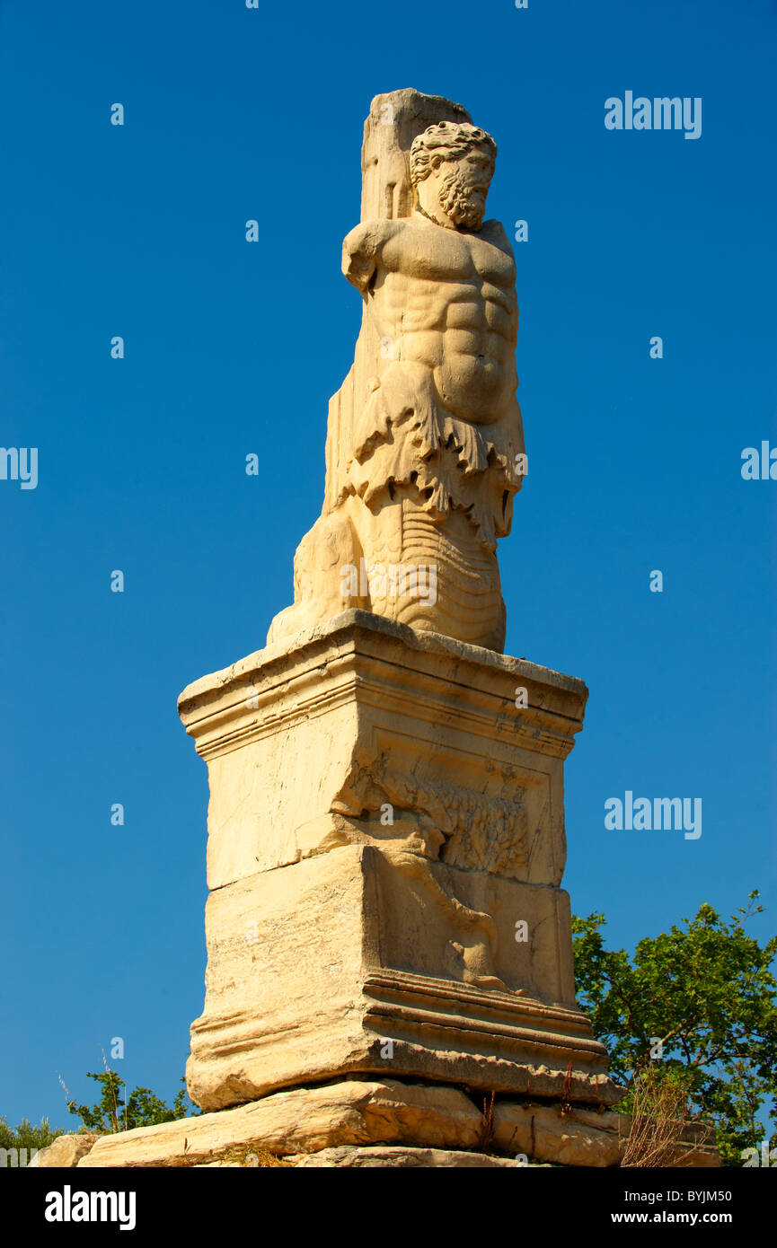 Statua nell'Antica Agorà di Atene, Grecia Foto Stock