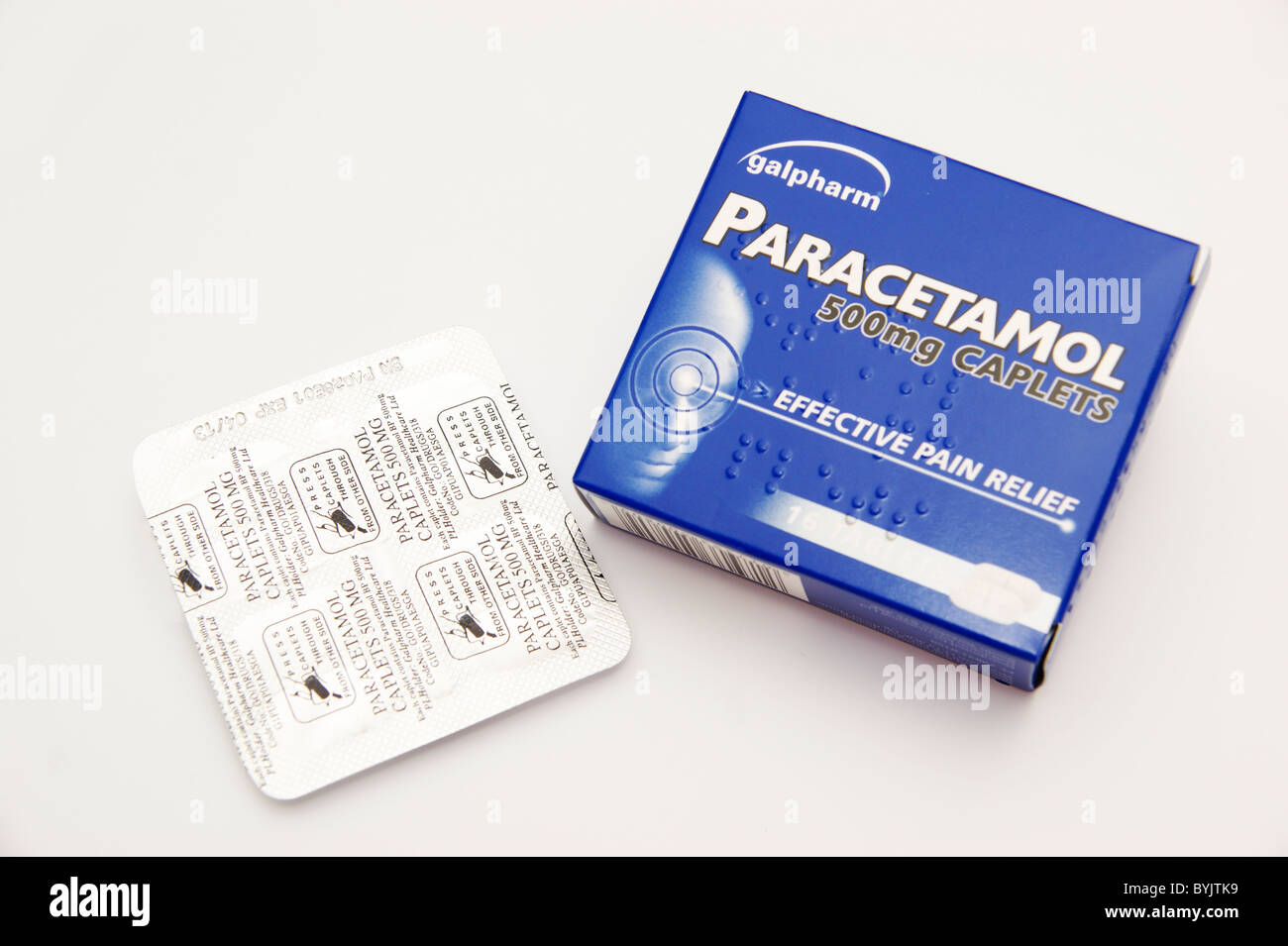Marchio generico pacco di paracetamolo caplet Foto Stock