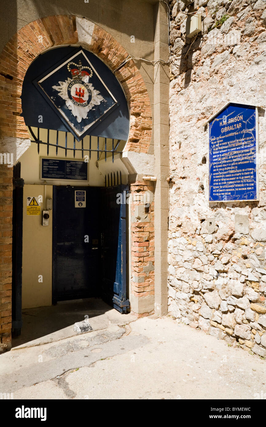 Cancello di ingresso / Porte / Porte / porte a HMP Sua maestà della prigione di Gibilterra. Rocca di Gibilterra Foto Stock