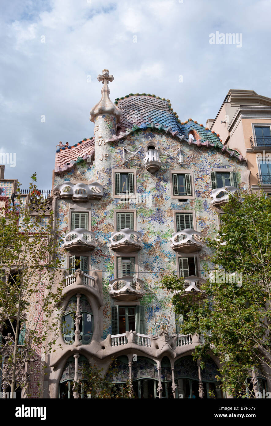 Casa Batllo, progettato da Antoni Gaudì Barcellona Spagna Foto Stock