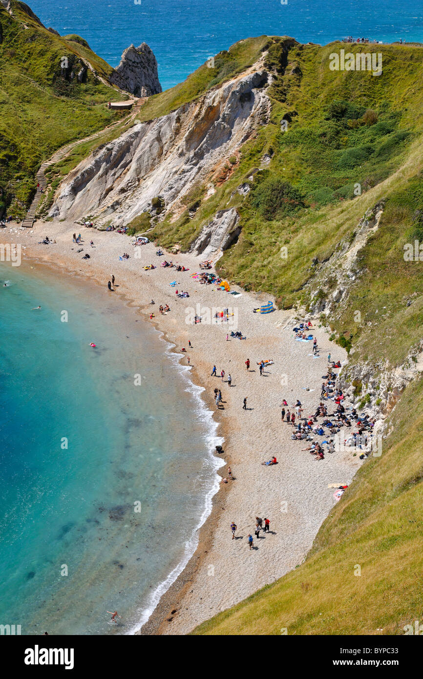 St Oswald's Bay, conosciuta anche come uomo o' War Cove, nel Dorset, Inghilterra Foto Stock