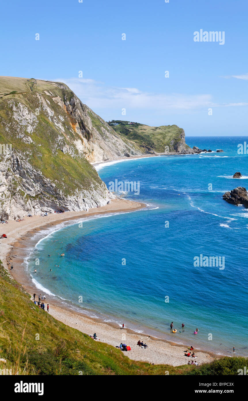 St Oswald's Bay, conosciuta anche come uomo o' War Cove, nel Dorset, Inghilterra Foto Stock
