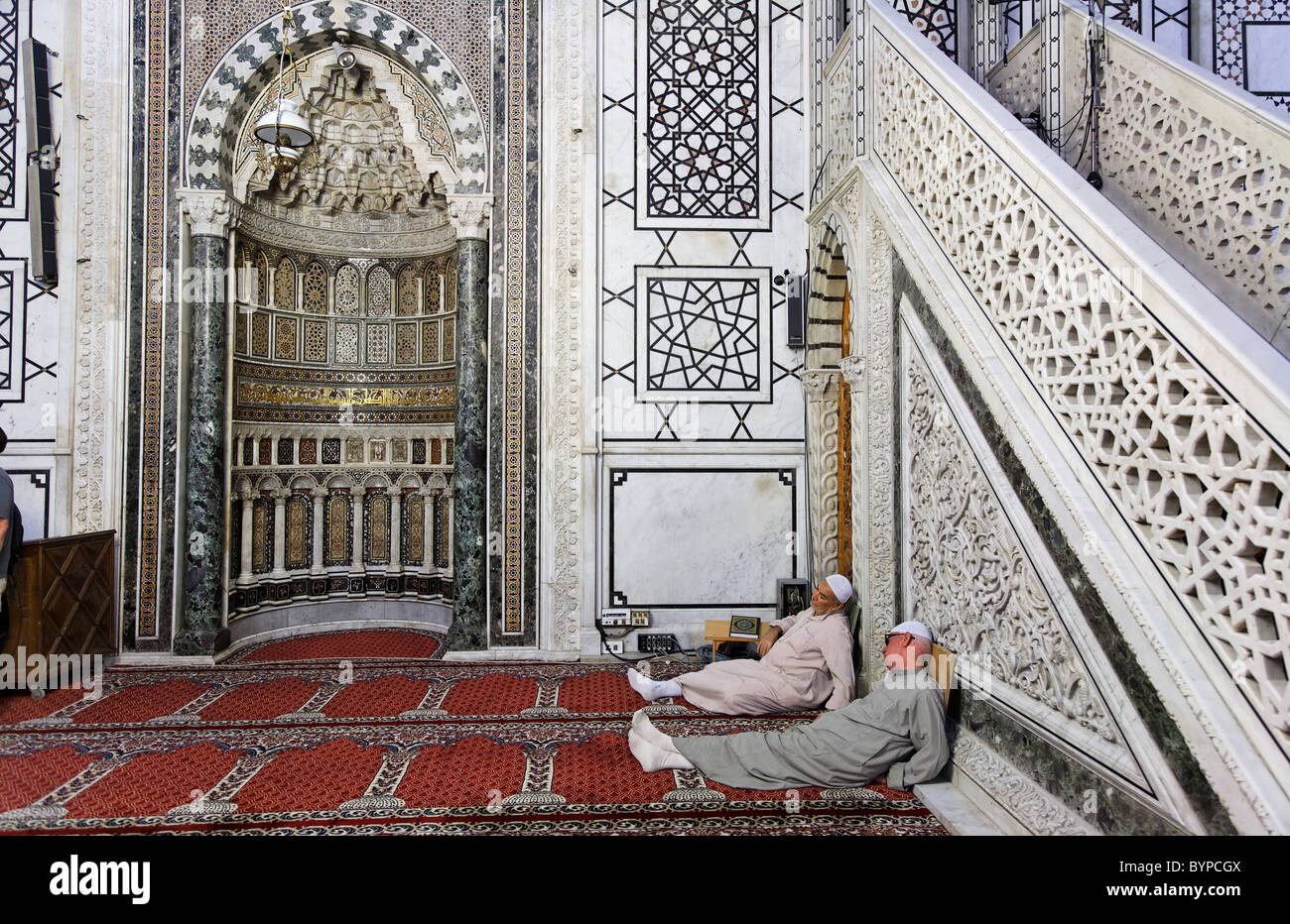 Interno della moschea degli omayyä di, Damasco, Siria Foto Stock