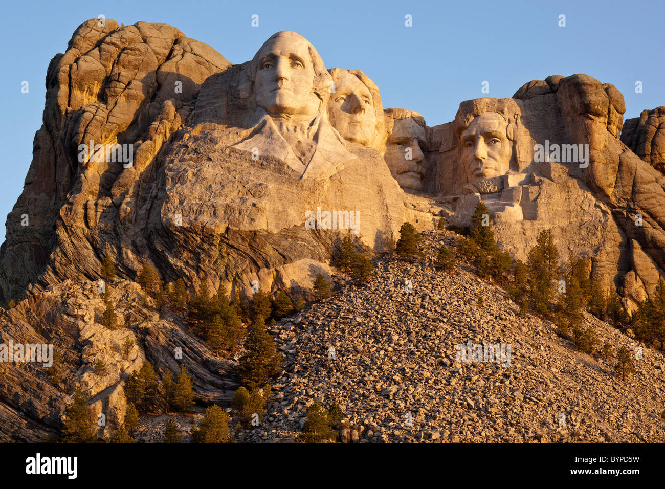 Stati Uniti d'America, Sud Dakota, il Monte Rushmore Monumento Nazionale di sunrise Foto Stock