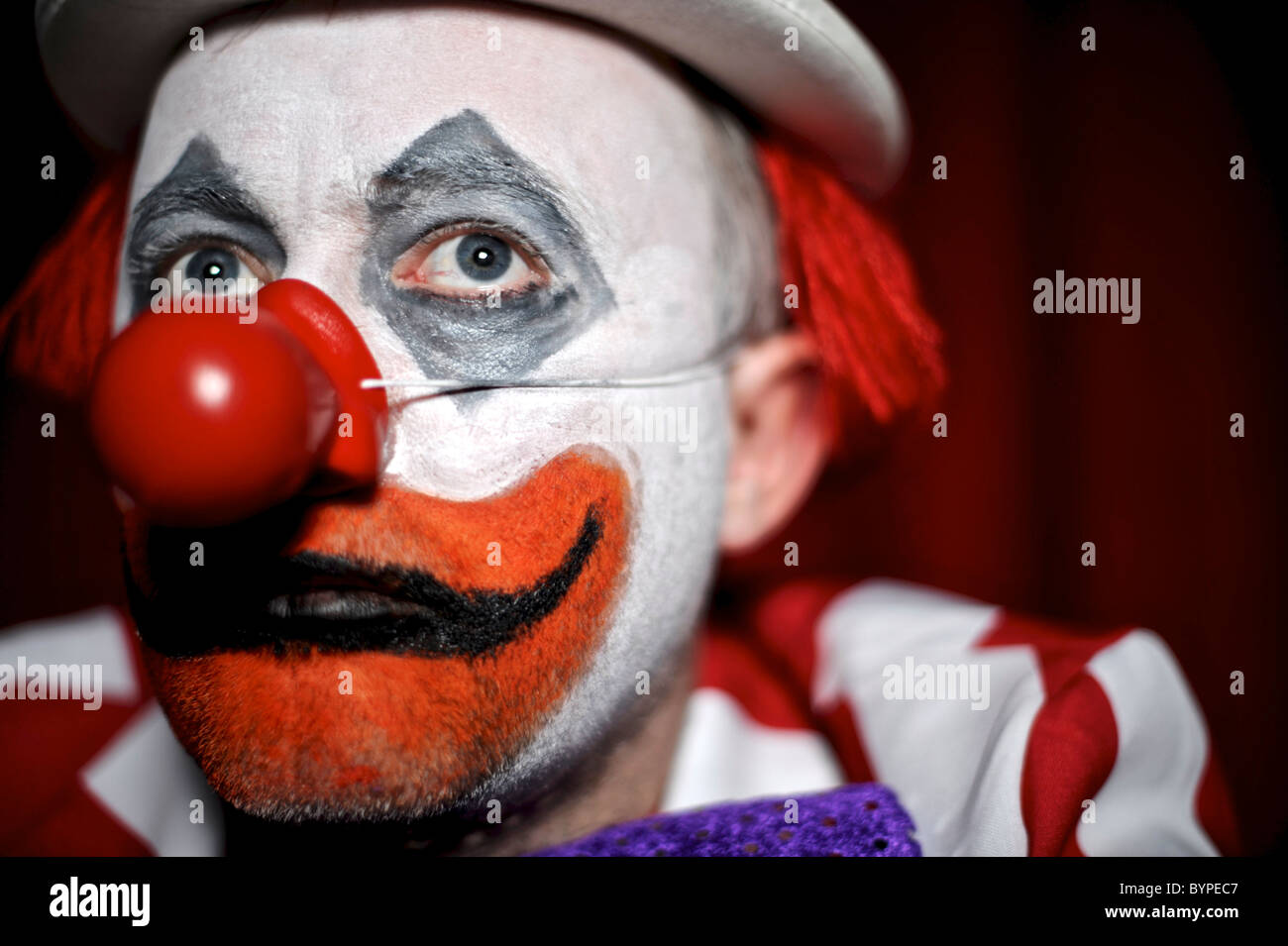 Triste clown, infelice clown, scary clown, circo, Foto Stock