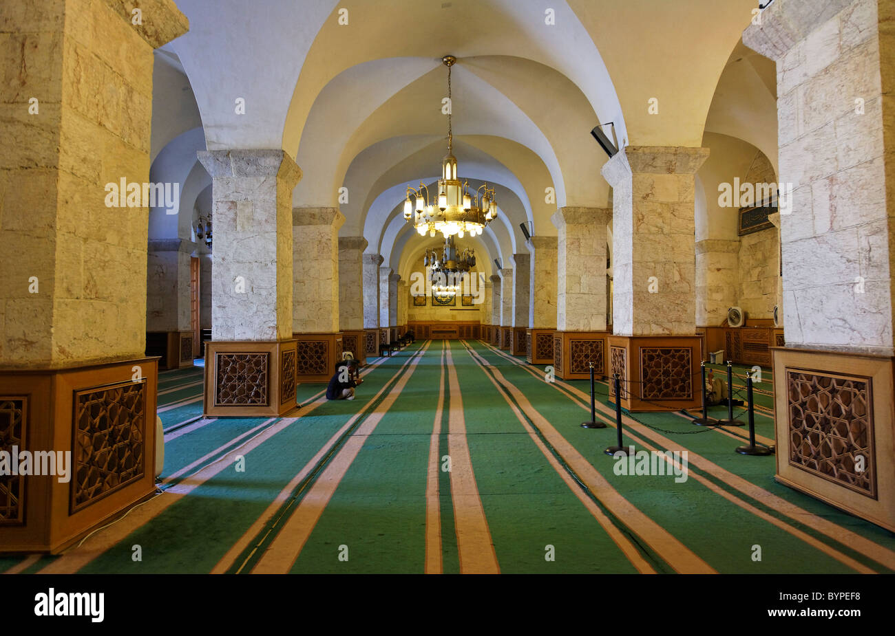 Interno della Grande moschea di Aleppo, Siria Foto Stock