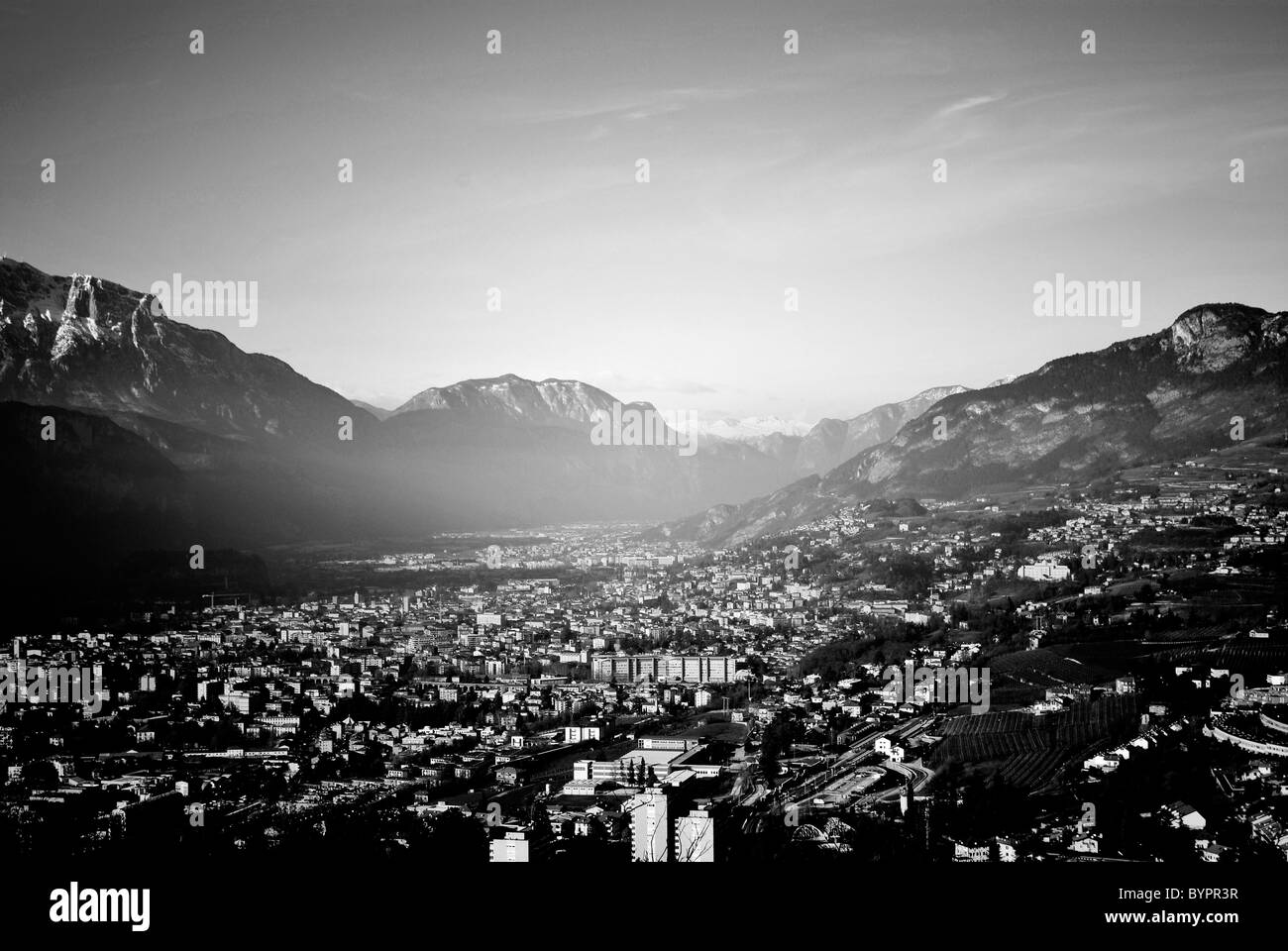 Vista della città di Trento, vista aerea Foto Stock